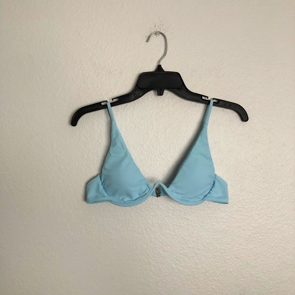 Blue underwire V bikini top